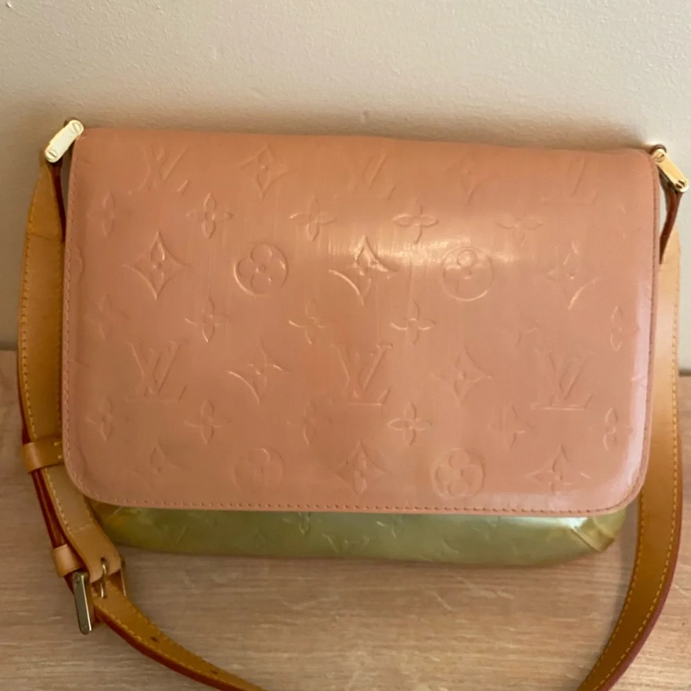 Louis Vuitton Pink and Olive Green Embossed Monogram Shoulder Bag